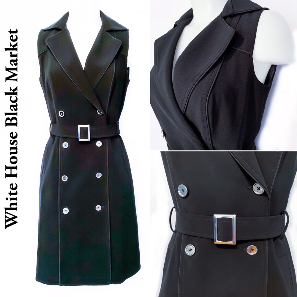 WHBM Stunning Thick Black Double Breasted Dress 4